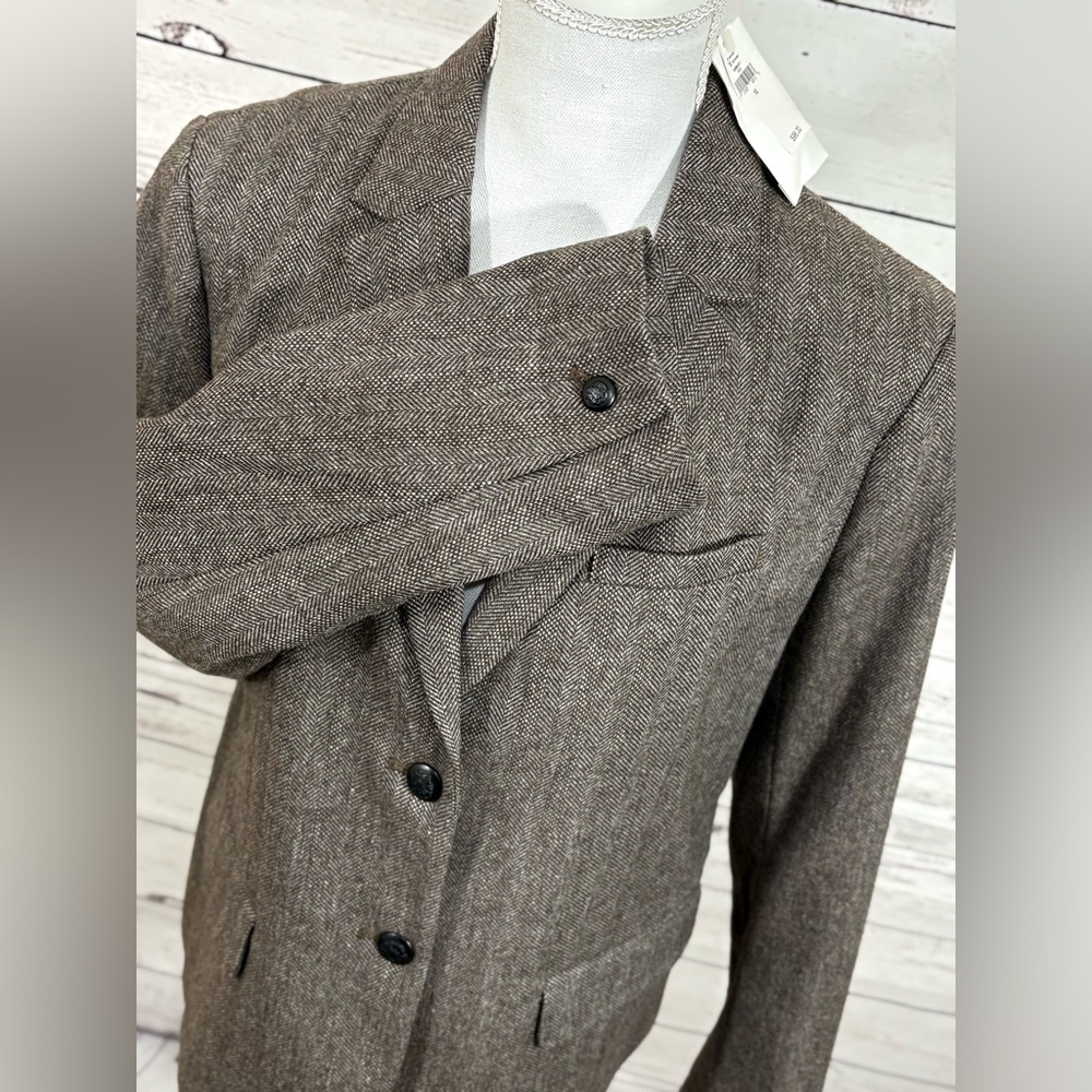 Gap The Academy Blazer in Brown and Neutral Herringbone NWT in Size 12
